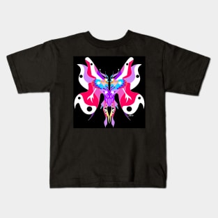 mothman the alien ecopop in mexican zentangle pattern art Kids T-Shirt